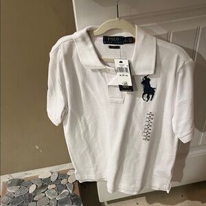 Polo by Ralph Lauren White Kids' Short-Sleeve Polo with Navy Pony